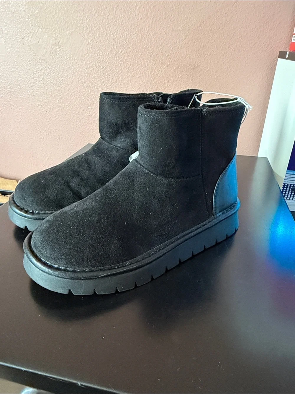 Cat & Jack Kids Black Suede Short Ankle Boots